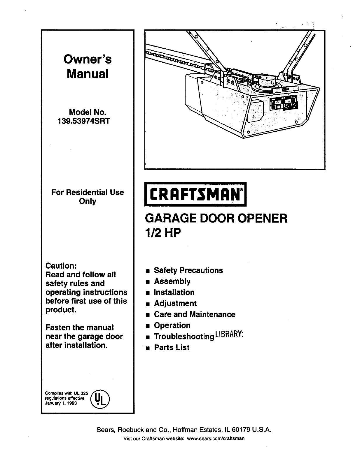 chamberlain liftmaster professional 1 2 hp garage door opener manual