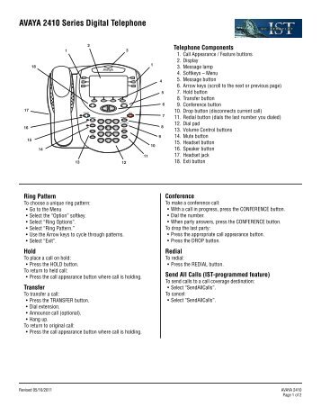 avaya 2420 digital telephone user manual